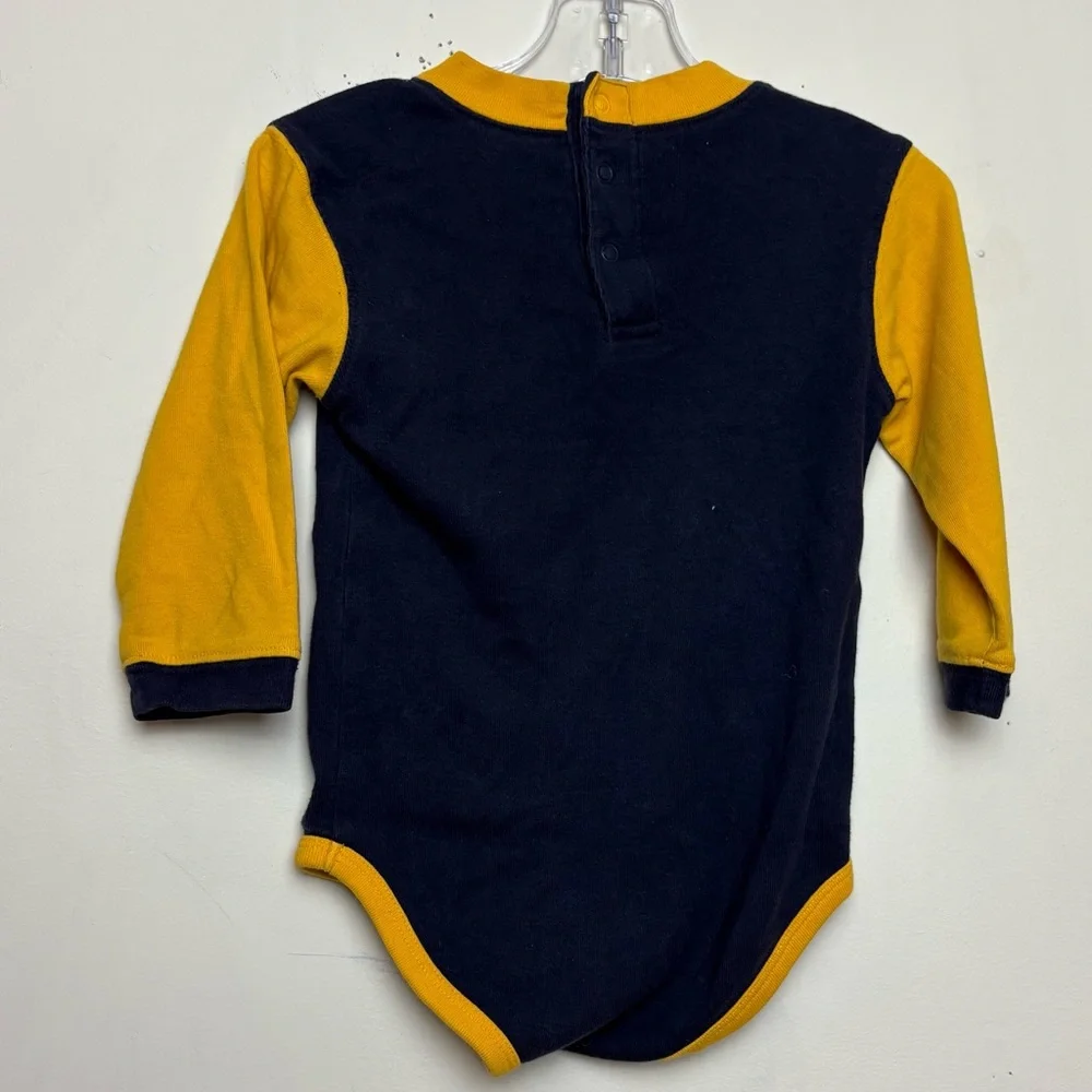 Vintage Gymboree Baby Bodysuit Size 12-19 Months Blue Football‎ Field Goal Fall